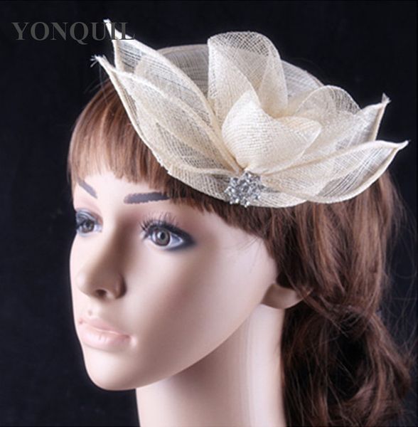 

vintage sinamay material women's ivory party fascinator headwear headband wedding headpiece show hat hair accessories fnr151265