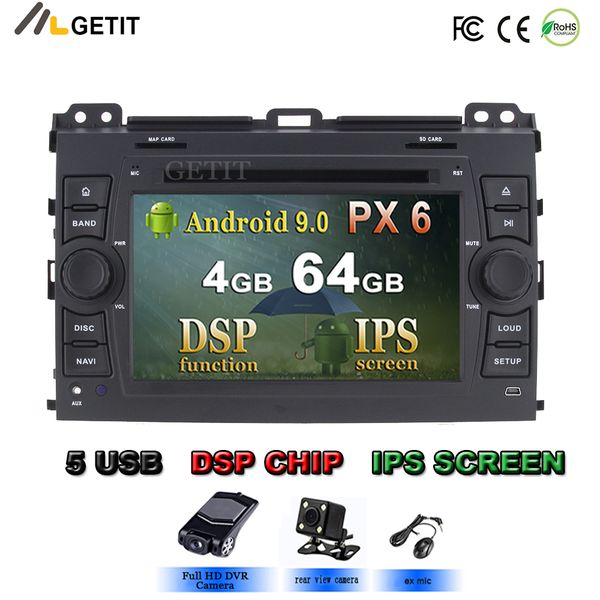 

ips android 9.0 4g 64g car dvd player for land cruiser prado 120 gps radio