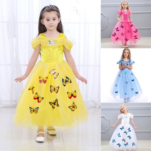 

snowflake diamond butterfly girls dresses 4 colors halloween baby girl butterfly dress princess dress kids designer clothes girls jy178, Red;yellow