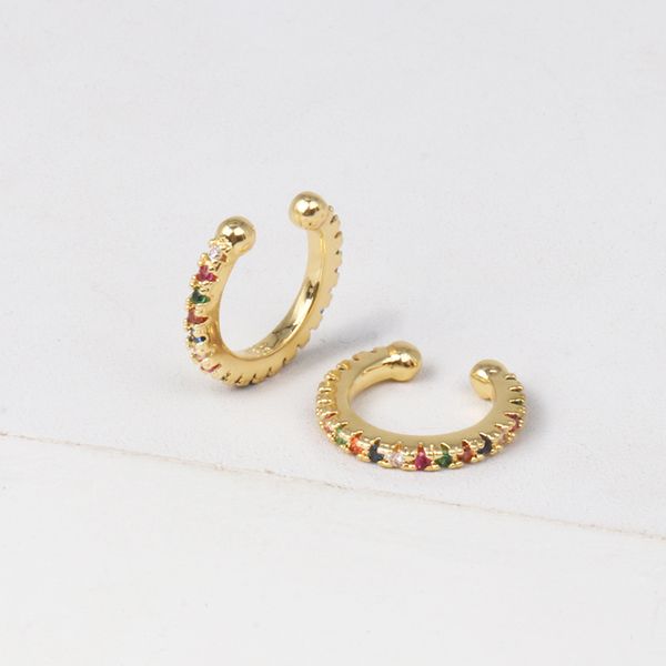 

rainbow cz safety pin earring 2019 small design jewelry for women gold filled rainbow 925 silver earring for women, Golden;silver