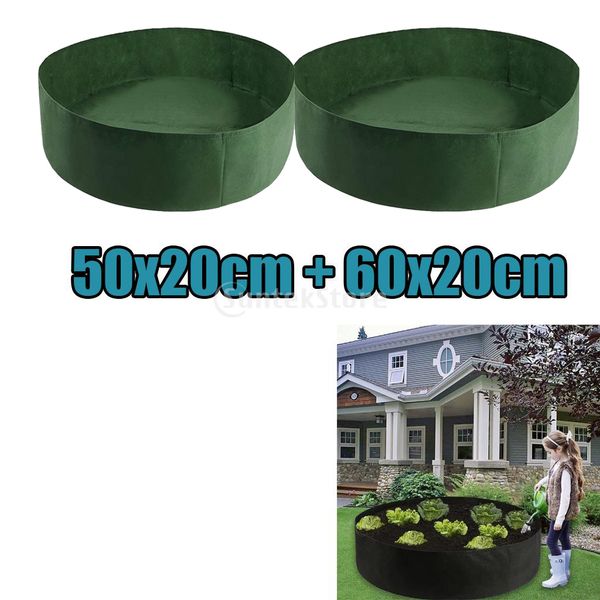 

50 & 60cm green raised garden bed grow bags pot holds soil eco material