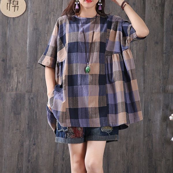 

blouse woman women summer zanzea s 5xl women v neck check short sleeve casual cotton ruffles party shirt blusas, White