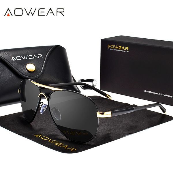 

aowear 2018 brand designer polarized sunglasses men aviation coating mirror sun glasses for man women oculos gafas lentes de sol, White;black