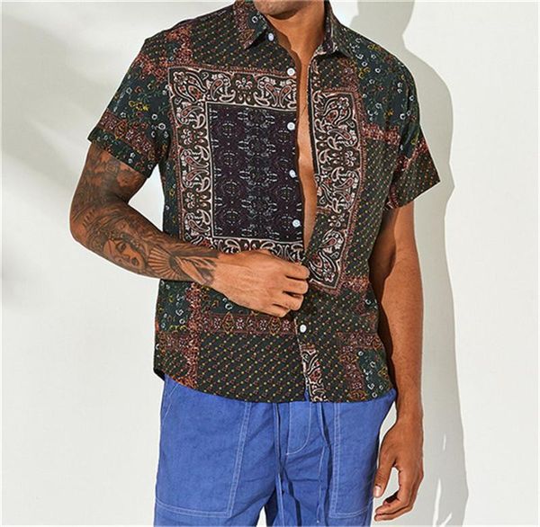 

короткий рукав нагрудного образный вырез рубашка мода мужских рубашки vintage printed мужские дизайнерские футболки пляж повседневный сыпучи, White;black