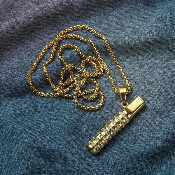 

New Gold Cigarette Holder Mouth Mounthpiece Rhinestone Diamonds Decorate Necklace Portable Pendant Torque For Smoking Tool Hot Cake