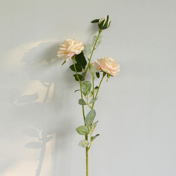 

silk 3 head curled edge roses artificial flowers home garden wedding decor 65cm