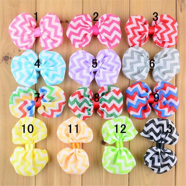 

chevron hair bows with single hair clips 20pcs/lot handmade bows decorative in 13 colors, Slivery;white