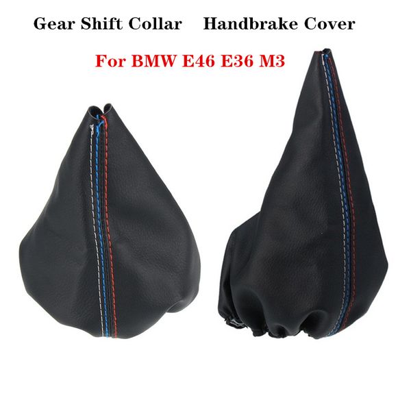 

car gear shift knob stick collar manual handbrake leather gaiter shift boot cover for e46 1999-2005 3series e36 m3 1991-1998