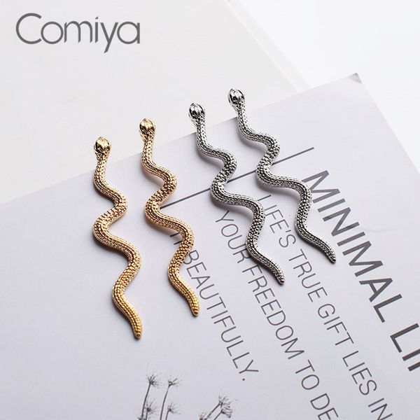 

comiya vintage jewelry statement stud earrings for women gold silver color zinc alloy snake charm elegant korean stylish earring, Golden;silver