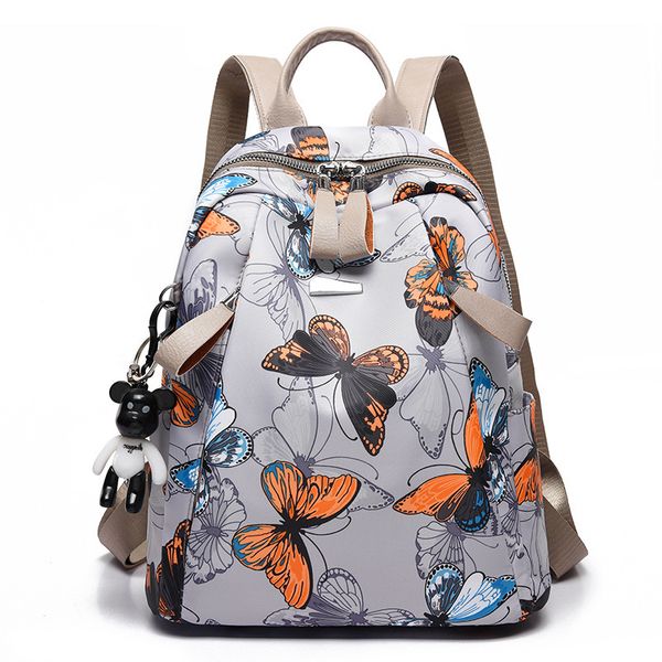 

anti-thief feather print backpack female oxford cloth waterproof travel casual schoolbag brand ladies large capacity backpack
