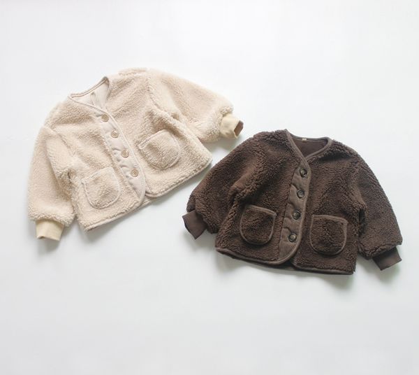 

new winter children thicken coats korean style velvet lining warm jacket baby boys girls lamb outerwear chic kids clothes, Blue;gray