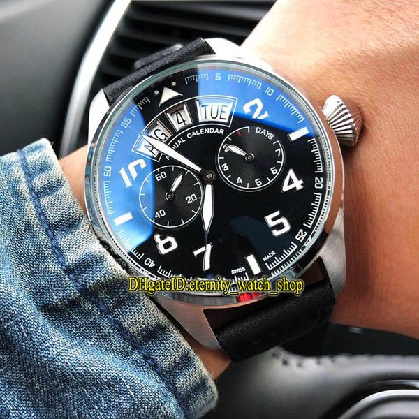 

3 color new iw502703 pilot little prince steel case black multi-function dial big day date automatic mens watch leather strap sport watches, Slivery;brown