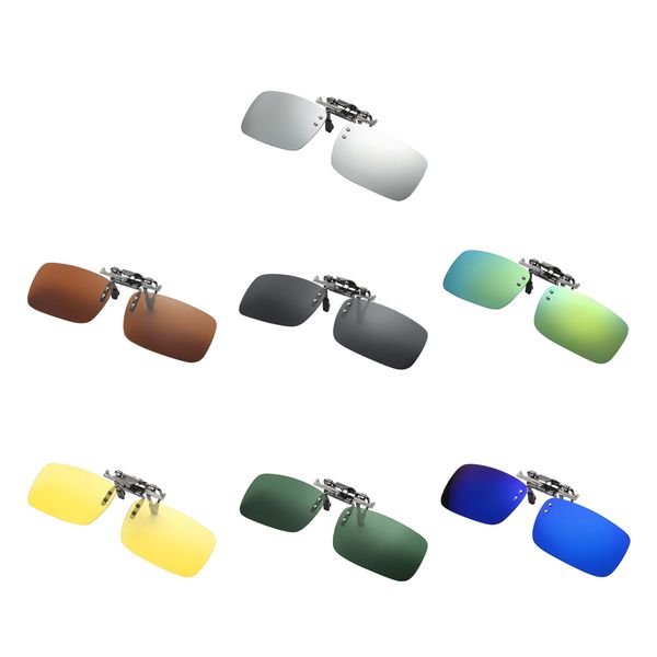 

polarized clip on flip up uv400 lens driving myopia sunglasses, Silver