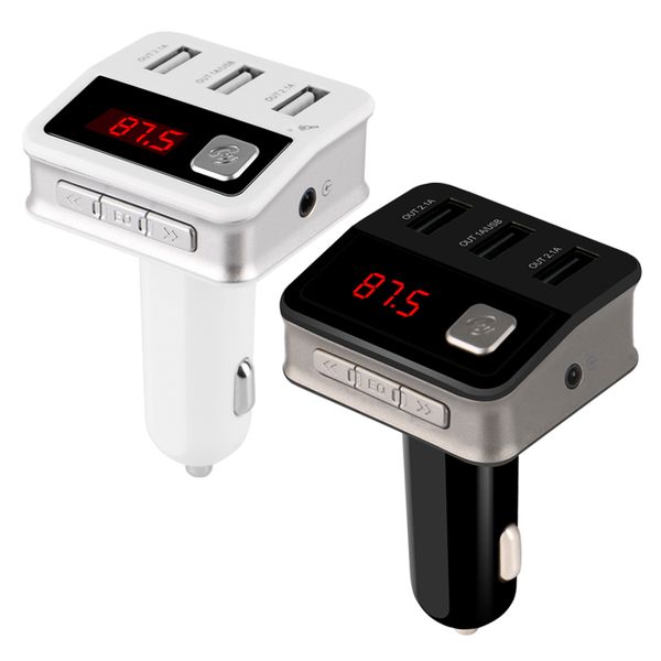 

universal car styling bluetooth hand fm transmitter wireless car kit 3 ports car-charger led voltage display mp3 player
