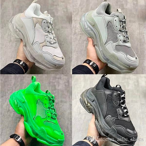 

paris 17fw triple s sneakers clear sole dark green triple s blue designer shoes women men vintage dad shoes black sports tennis