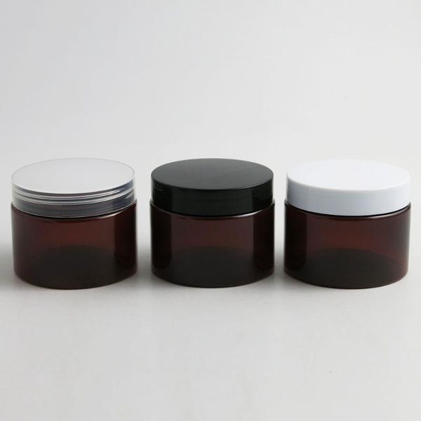 

24 x 150g empty amber cosmetic cream containers cream jars 150cc 150ml for cosmetics packaging plastic bottles with plastic cap