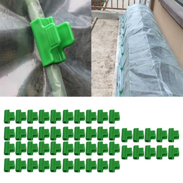 

50pcs green pipe clamps for 11mm/0.43inch stakes greenhouse film row cover