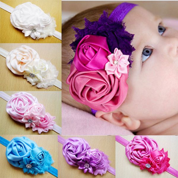 

new baby girl rose flower headbands pgraphy props newborn children fashion headwear hair accessories ing, Slivery;white