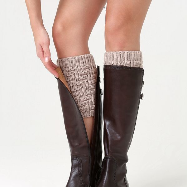 

women winter geometric thermal acrylic boot cuffs socks cover winter shoe boot accessories yoga sport socks*, Black