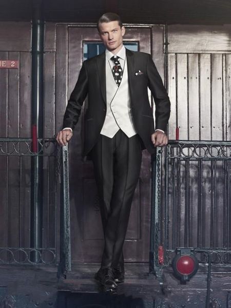

новый groom wear black one button groomsmen пик нагрудные groom tuxedos мужские костюмы свадебные / выпускной вечер / ужин шафер blazer (кур, Black;gray