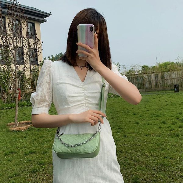 

pure pu leather crossbody bag women chain small shoulder female underarm handbag popular simple female daily bag