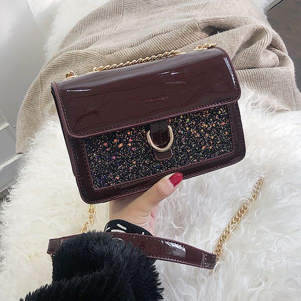 

women's fashion lacquer sequins tassel slung shoulder wallet chain bag summer mobile phone cosmetics storage