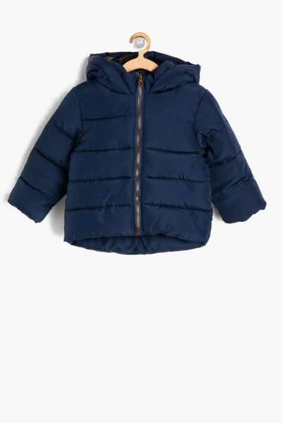 

koton kids navy blue male baby hooded inflatable coat, Black;brown