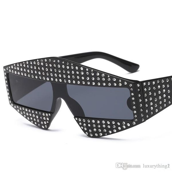 

новый дизайнер мода горный хрусталь солнцезащитные очки женские мужские роскошные солнцезащитные очки высокое качество партии квадратные сол, White;black