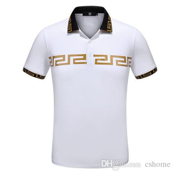 

new summer fashion stripes, atmosphere simple business t lapel thread maze printing short sleeved men's, White;black