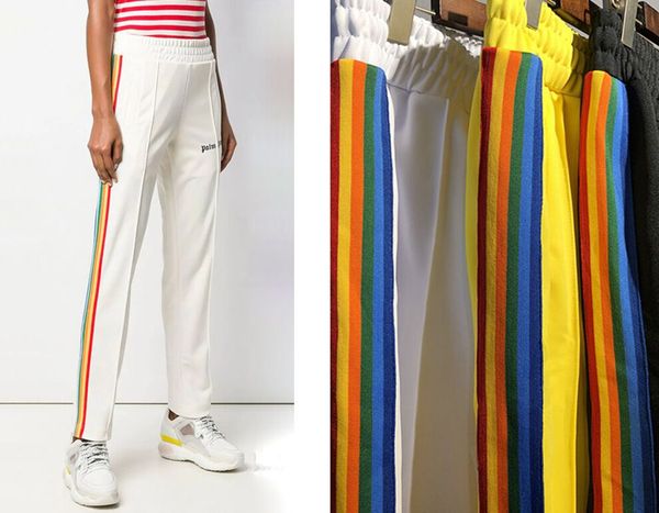 

The European and American Popular Logo PALM ANGELS Rainbow Webbed Trousers Leisure Sports Men and Women Designer Pants Fit Type
