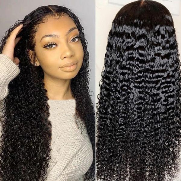 

unprocessed jerry curly 360 lace human hair wigs 130%~180% density hand-woven natural color pre plucked hairline with baby hair 8~24 inches, Black;brown
