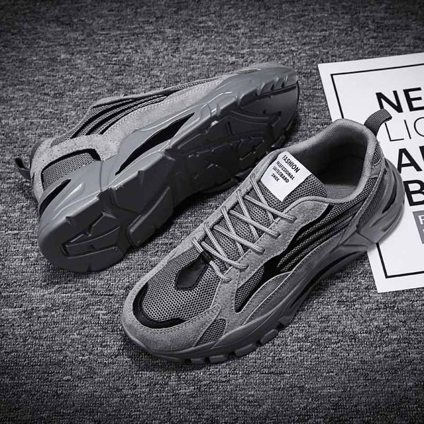 

autumn men's shoes korean version popular with men's sports casual running winter douyin with web celebrity dad tide shoes, Black