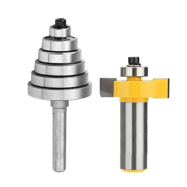 

1/2 inch shank rabbeting router bit with 6 bearings set for multiple depths 1/8 inch, 1/4 inch, 5/16 3/8 7/16