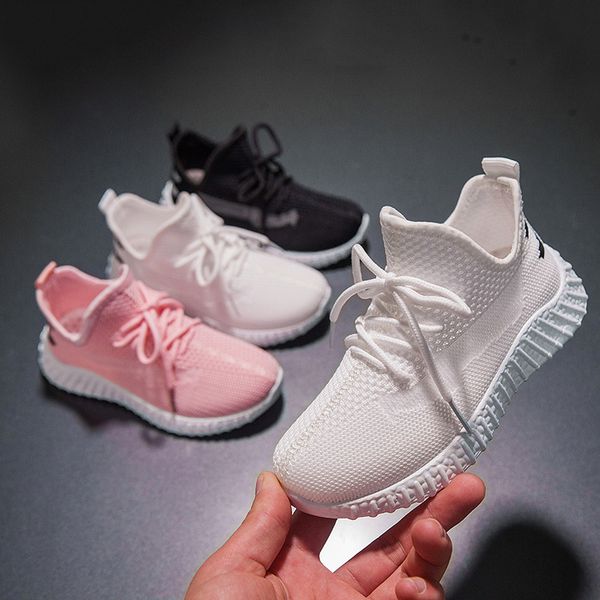 

2020 new children shoes girls sports shoes large little kids for girl flying woven breathable summer boys sneakers 26-37, Black;red