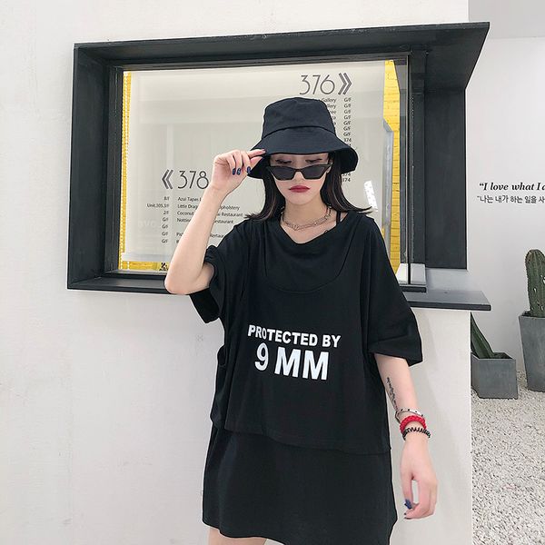 

cotton breathable large long horizontal backless women's t-shirt, two-piece student short-sleeved shirt, White