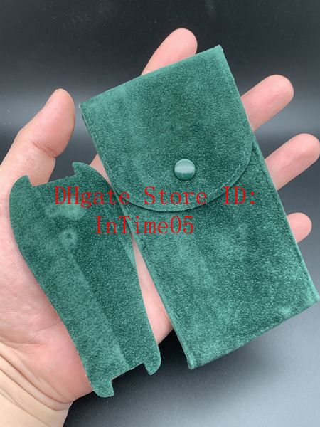 

smooth flannel green pouch watch protective case for 116610 116713 126603 watches pocket gift green storage bag quality, Black;blue