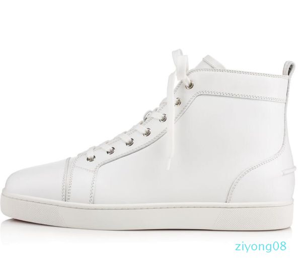 

завод пѬодажа - еѬнй, белй кожанй мђжкие flat high top red bottom кѬоовки мђжин изве, Black