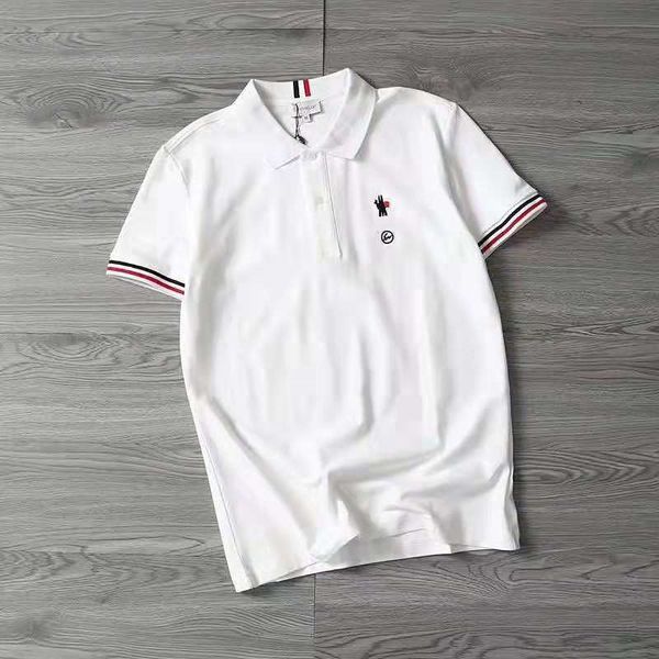 

2019 лето мужчины топы вышивка марка рубашки поло с коротким рукавом дизайнер поло slim fit повседневная бизнес мужчины новые марки рубашки, White;black