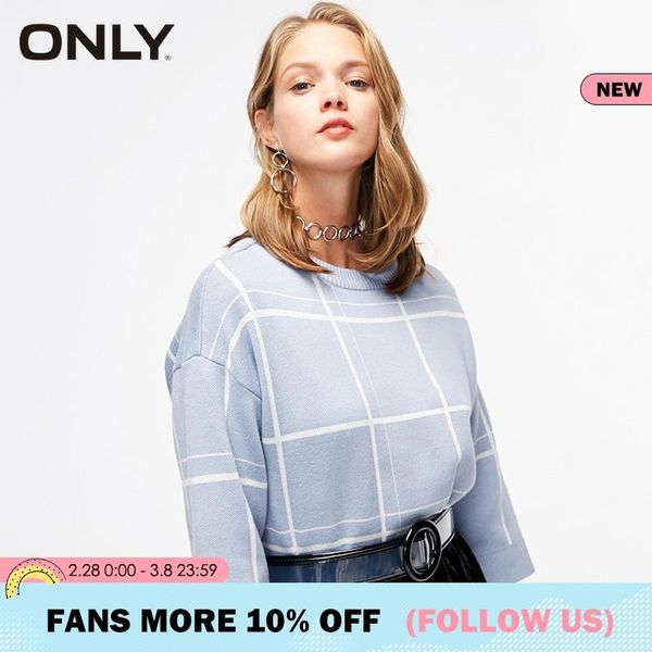 

only women loose 3/4 sleeve round neck sweater| 119124520, White;black