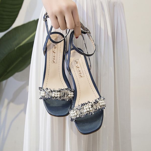 

low sandals woman leather black shoes for women summer heels med espadrilles platform buckle strap 2020 women's all-match