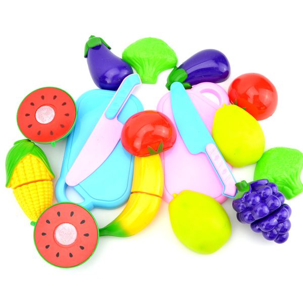 

new 4pcs 6pcs/set safty children play house toy plastic cut fruit vegetable kitchen pretend baby early educational toys
