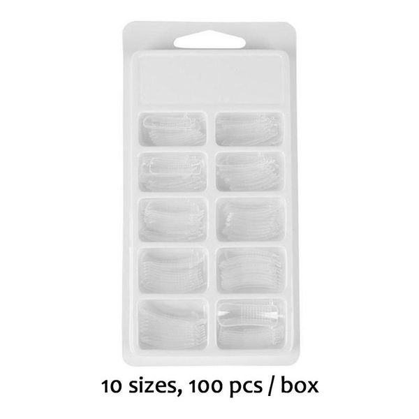

100pcs / box 10 crystal fake nails professional uv gel acrylic full matte finish surface finish nail mold products, Red;gold