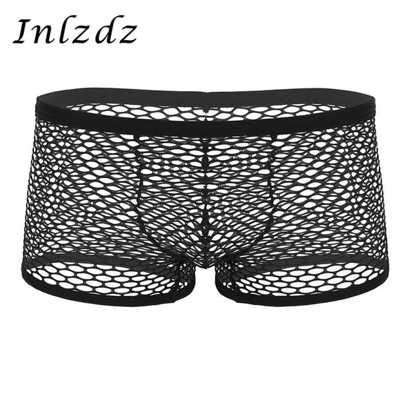 

underwear mens fishnet lingerie gay underwear breathable mesh see through sheer low rise boxer briefs underpants panties, Black;white