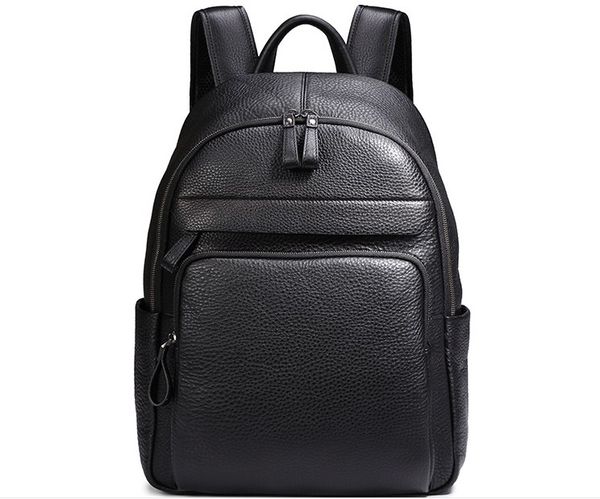 

casual real leather large capacity shcool bag soft cow skin lapbackpack travel bags