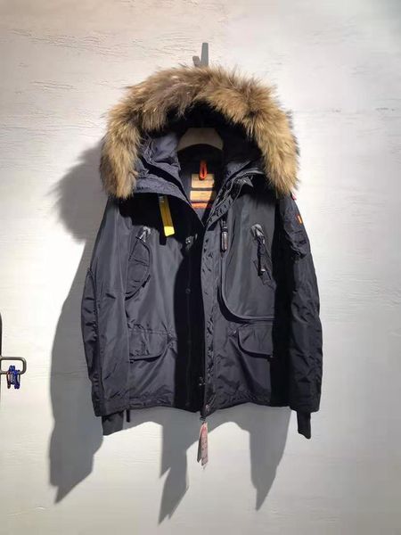 

fashion mens winter jacket pjs fourrure parka homme jassen daunejacke outerwear 19fw parajumpers big fur hooded italy brand down jacket coat, Black