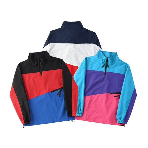 

Fashion Vintage Style Three Colors Panelled Man Overcoat Designer Man Skateboard Jacket Street Style Casual Coat