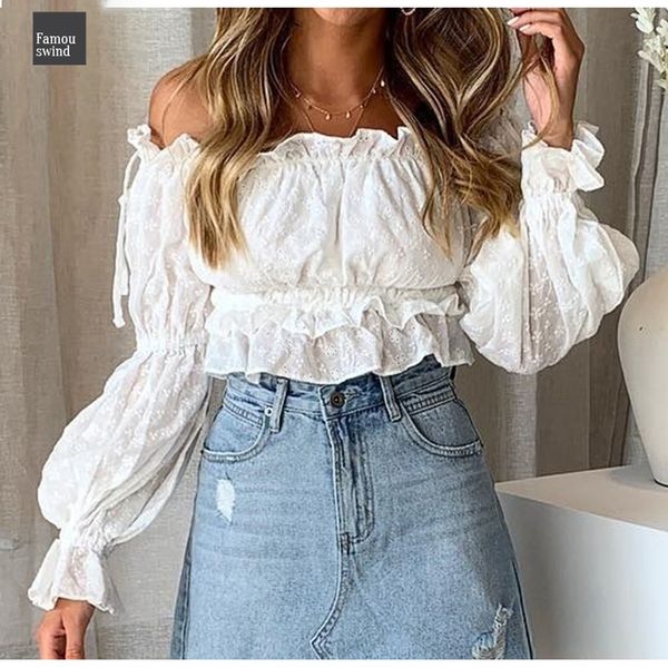 

сексуальная блузка с плеча разрез шеи женщины топы crop и случайные отдыха вышивка белый пляж рубашка женский краткое, White