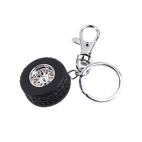 

creative funny auto racing black tire models key chain new alloy aluminum trendy charming bag key accessories men holder, Silver