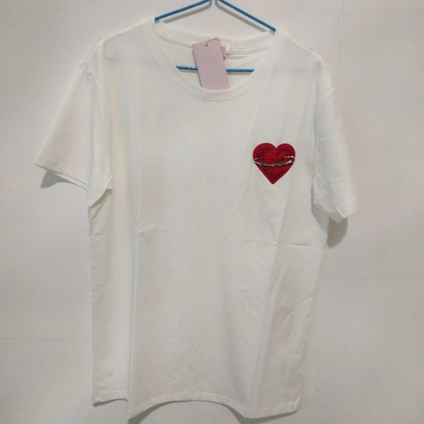 

черный белый мода лето мужчины и женские футболки лето хлопок тис свободное время любовь пара наряд streetwear футболки, White