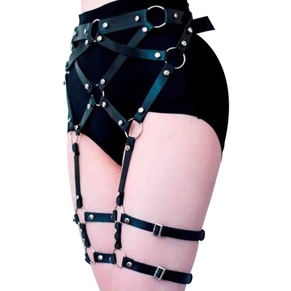 

garter harness belts nightclub body adjustable punk ktv circle, Black;white